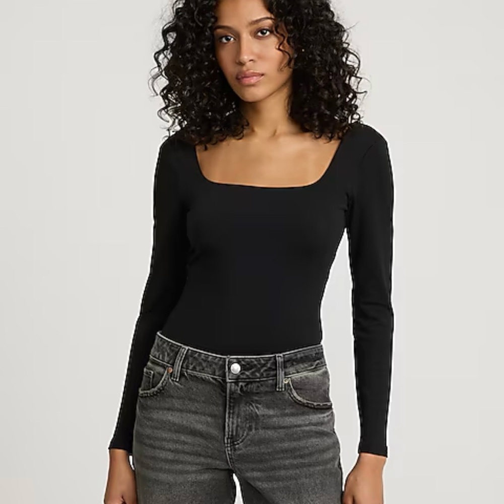 Express Black Square Neck Bodysuit